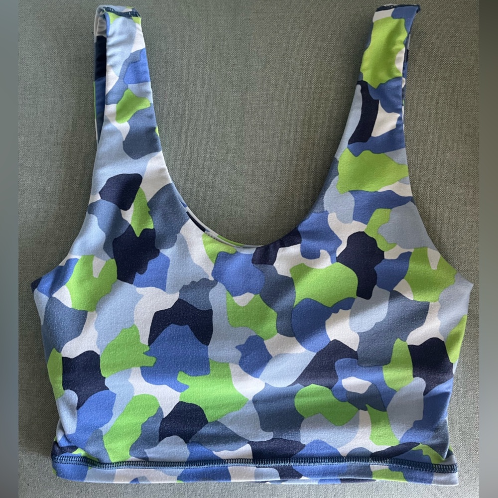 Offline by Aerie Blue and Green Camouflage Sports Bra